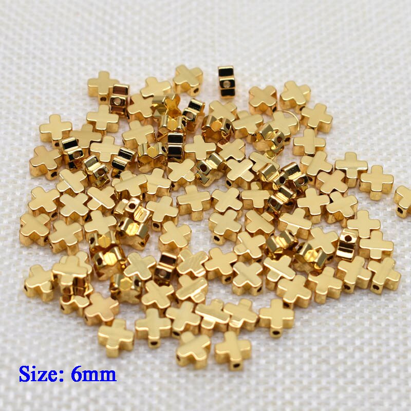 6mm Pentagram heart cross Butterfly shape Beads Metal Copper beads Gold Loose beads for Jewelry Making DIY Bracelet hole 1.7mm