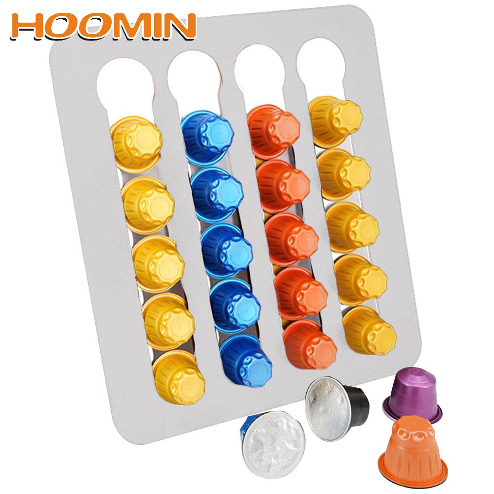Hoomin Opslag Planken Nespresso Capsule Houder Stand Voor Kasten Muur Glazen Deuren Aluminium Koffie Pod Rack 24 Cups