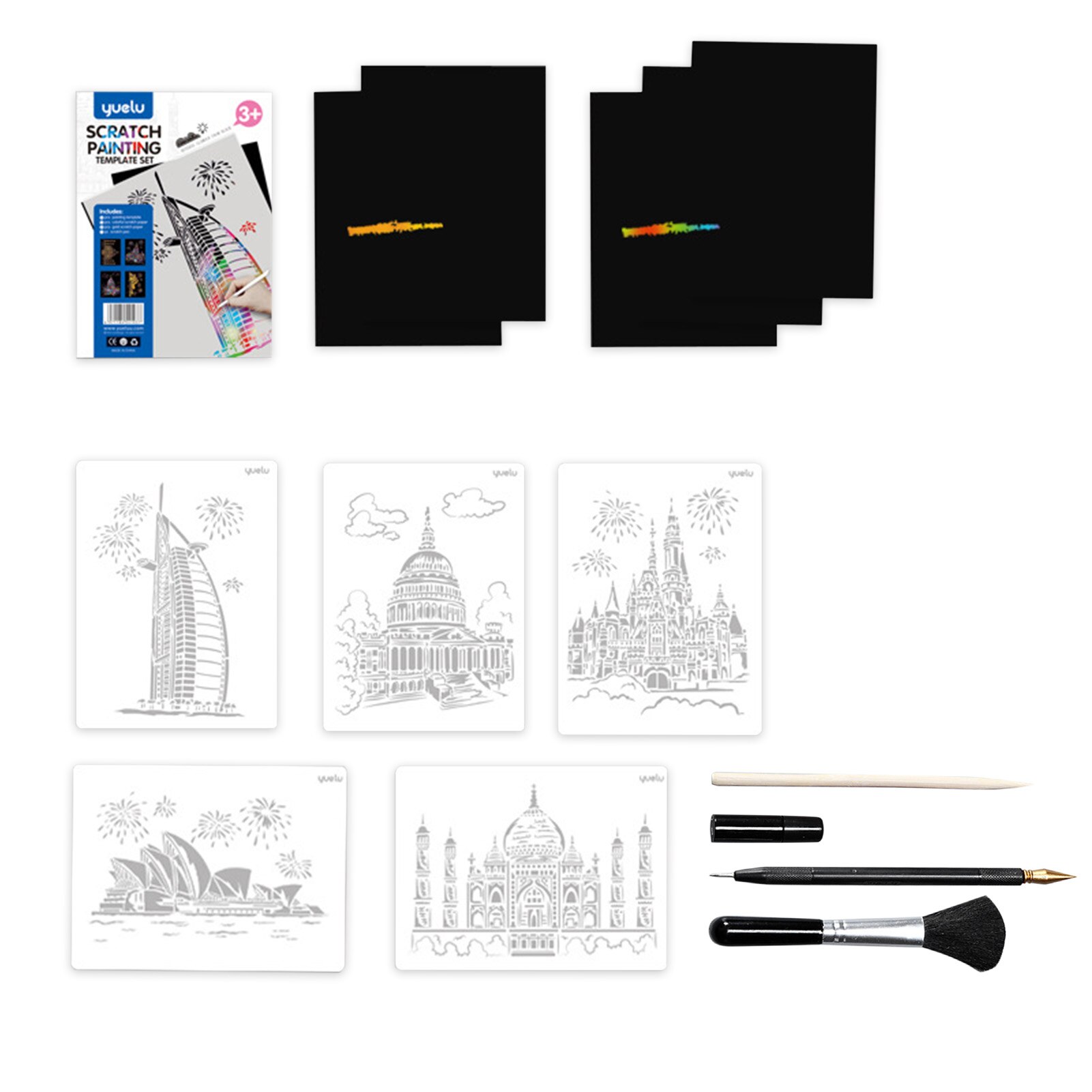 DIY Scratch Painting Set Innovative Art Scratch Paper Kit A4 Animal Building Handmade Diy Painting