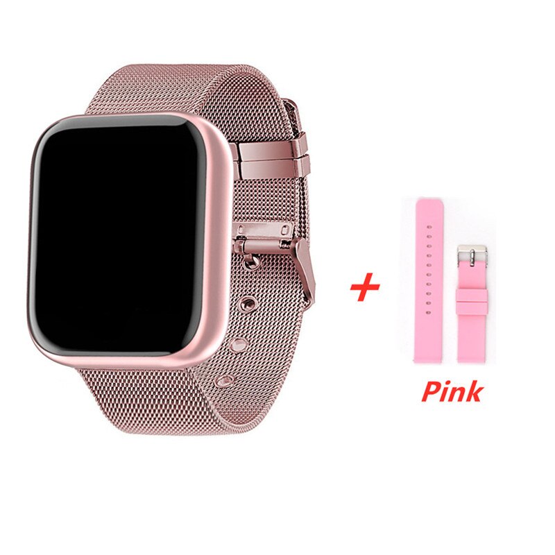 Smart Horloge Vrouwen Mannen Sport Bluetooth Smart Band Hartslagmeter Bloeddruk Fitness Tracker Armband Voor Android Ios: add Steel Pink