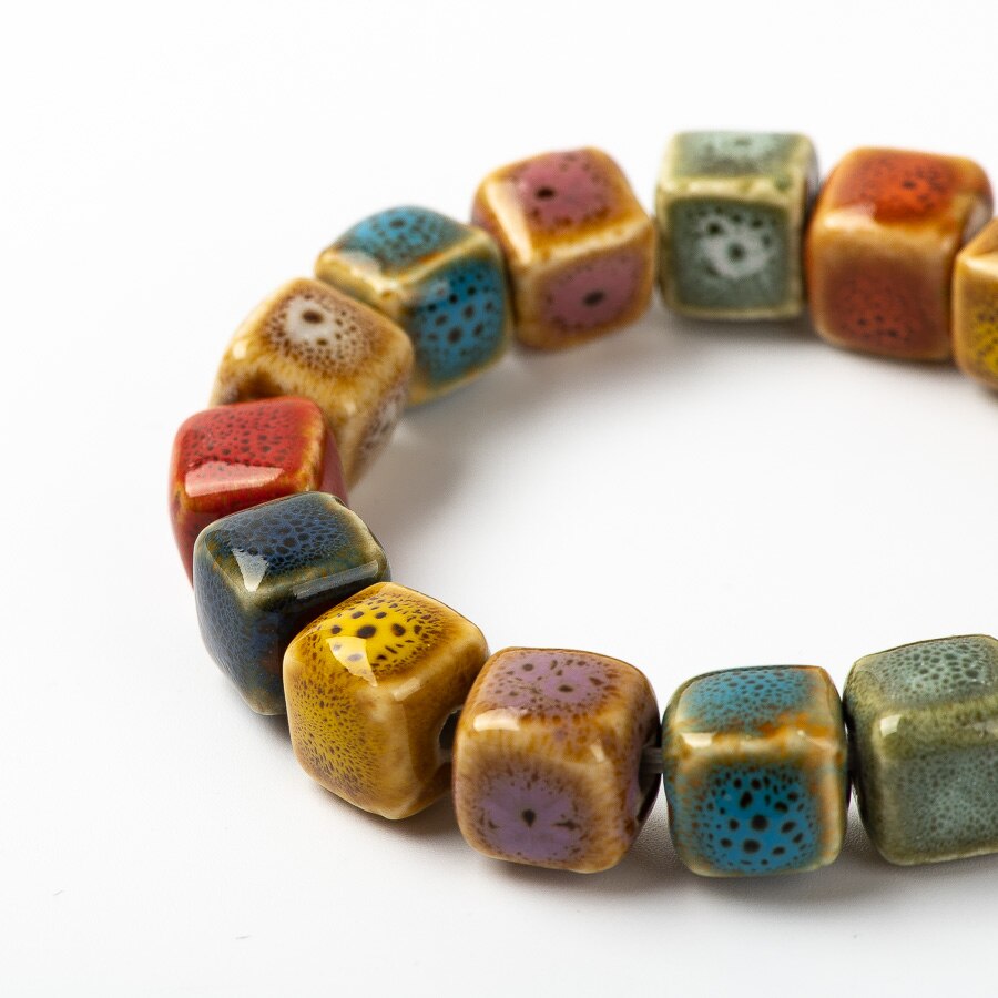 Colorful Unique Ceramic beads bracelets hand made DIY Artware Retro bracelet Jewelery #FY365