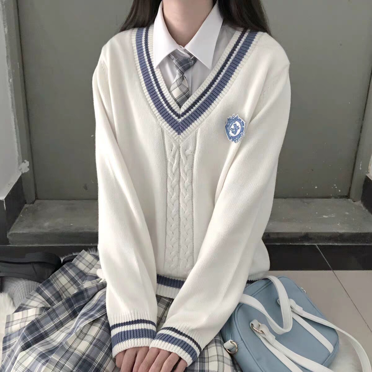 Herfst Trui Japanse Stijl Studenten Schooluniform V-hals Meisjes Vrouwen Trui Lange Mouwen School Uniformen