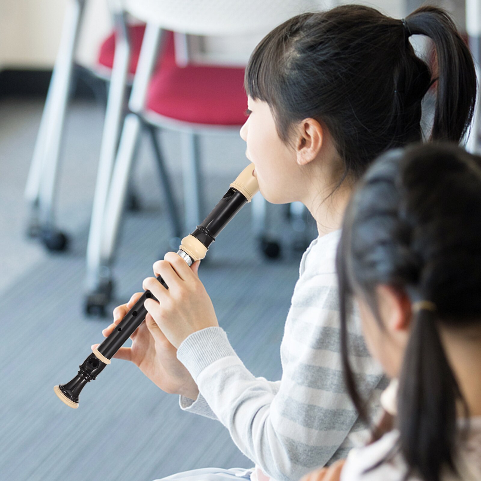 1 Pc Creatieve Kinderen 8-Gat Inleidende Klarinet Instrument Voor Beginners (Zwart)