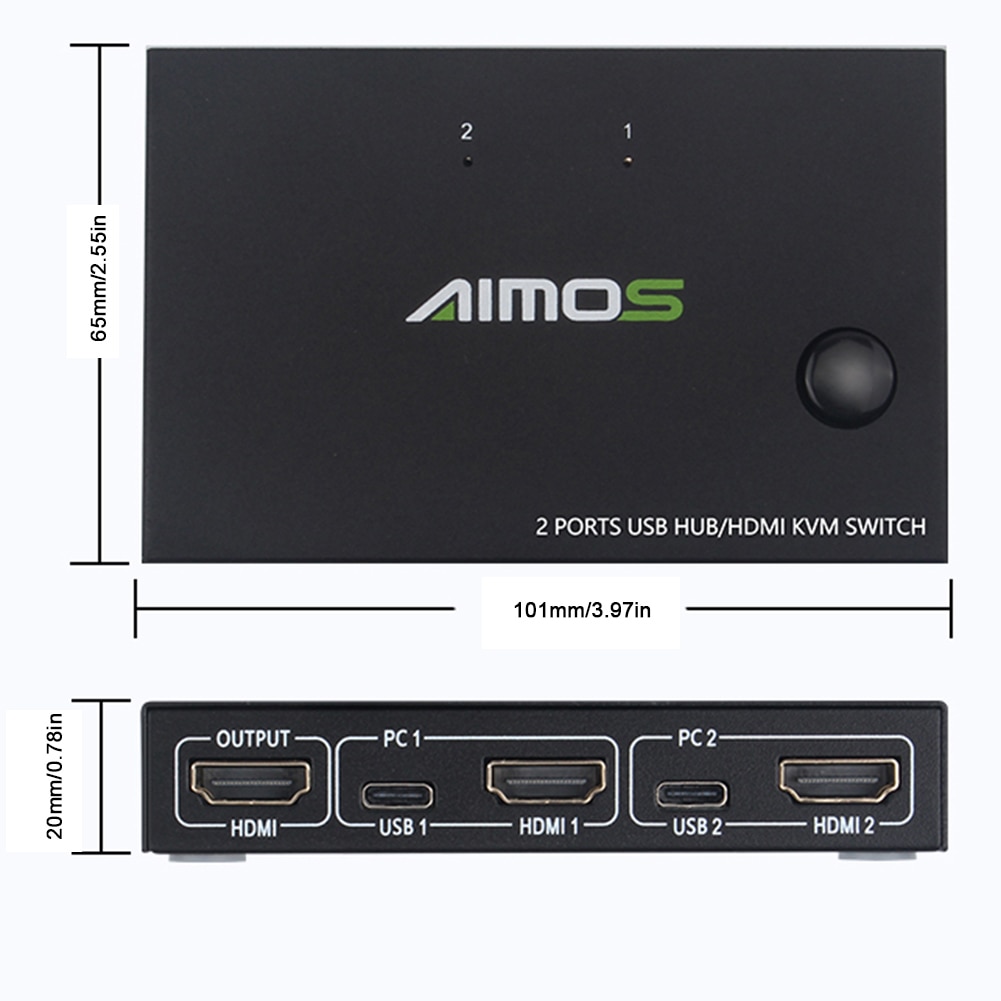 Ut 4k usb hdmi kvm switch box video display usb switch splitter för 2 pc delande tangentbord mus skrivare plug and paly