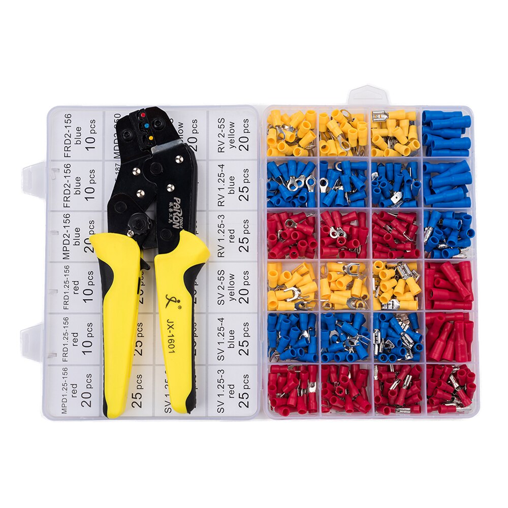 PARON Crimping Tool Wire Crimpers Wire Terminals Crimping Tool Insulated Ratcheting Crimper Kit 500PCS Spade Connectors Pliers
