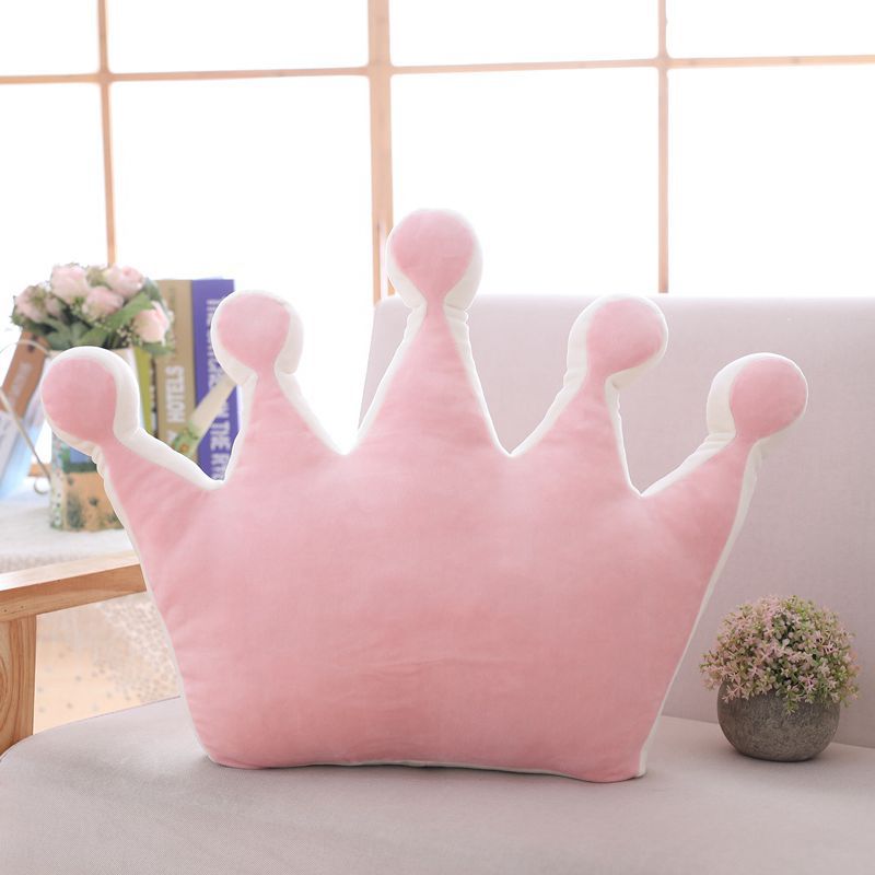 Kroneformet pude squishy trepunkts fem-punkts prinsesse prinsesse kronindretning plys sofestol lilla / gul / lyserød / grå: 5- lyserøde