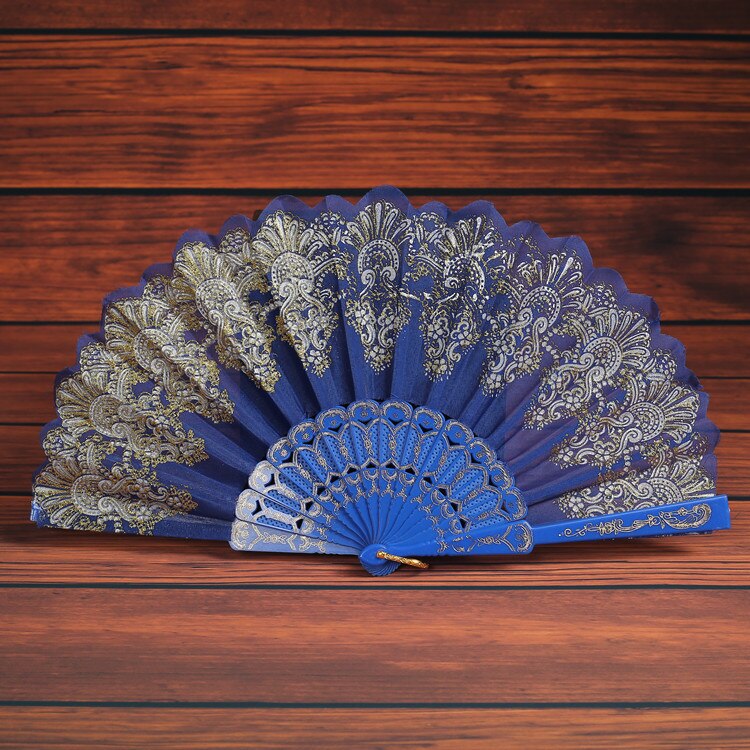 Chinese Vintage Bamboe Vouwen Fan Hand Held Bloemenprint Fan Dance Party Pocket 7 Kleuren