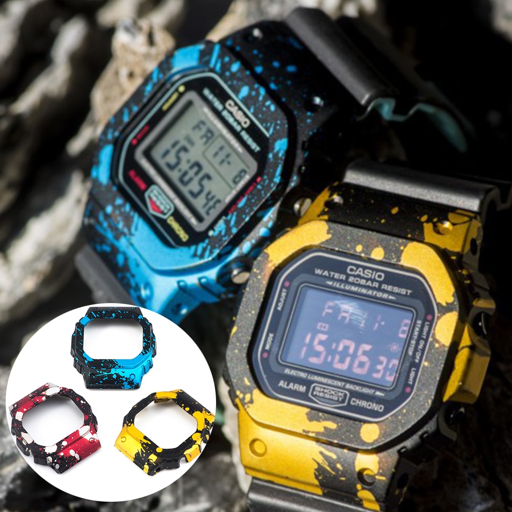 Urkasse i aluminiumslegering til casio g-shock dw -5600 gw5000 dw-5000/5025/5030 gwx -5600 street graffiti ur kofanger tilbehør