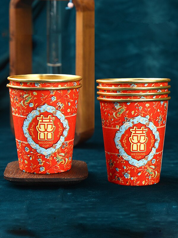 100 Stks/pak Bruiloft Gouden Folie Papier Cups Wegwerp Cups Bruiloft Benodigdheden Bruiloft Decoratie