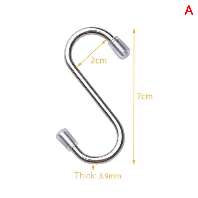 1pc Stainless Steel S Shaped Hanger Hook Kitchen Bathroom Clothing Hanger Hooks Railing Clasp Holder Hooks: 1