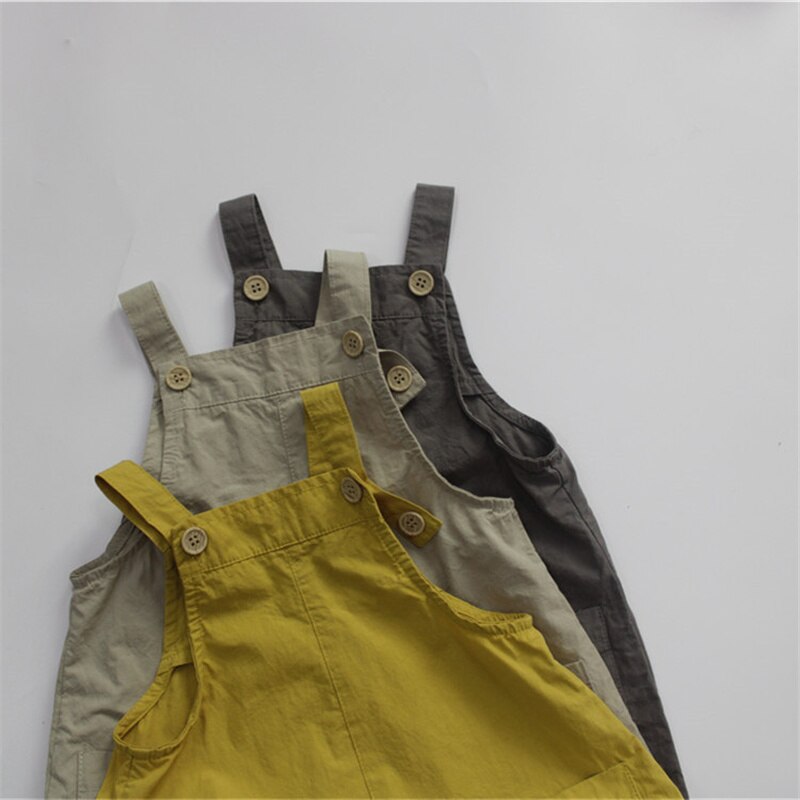 Tute larghe in cotone lavato a 3 colori per ragazzi e ragazze estivi 1-6 anni pantaloni casuale con bretelle per bambini