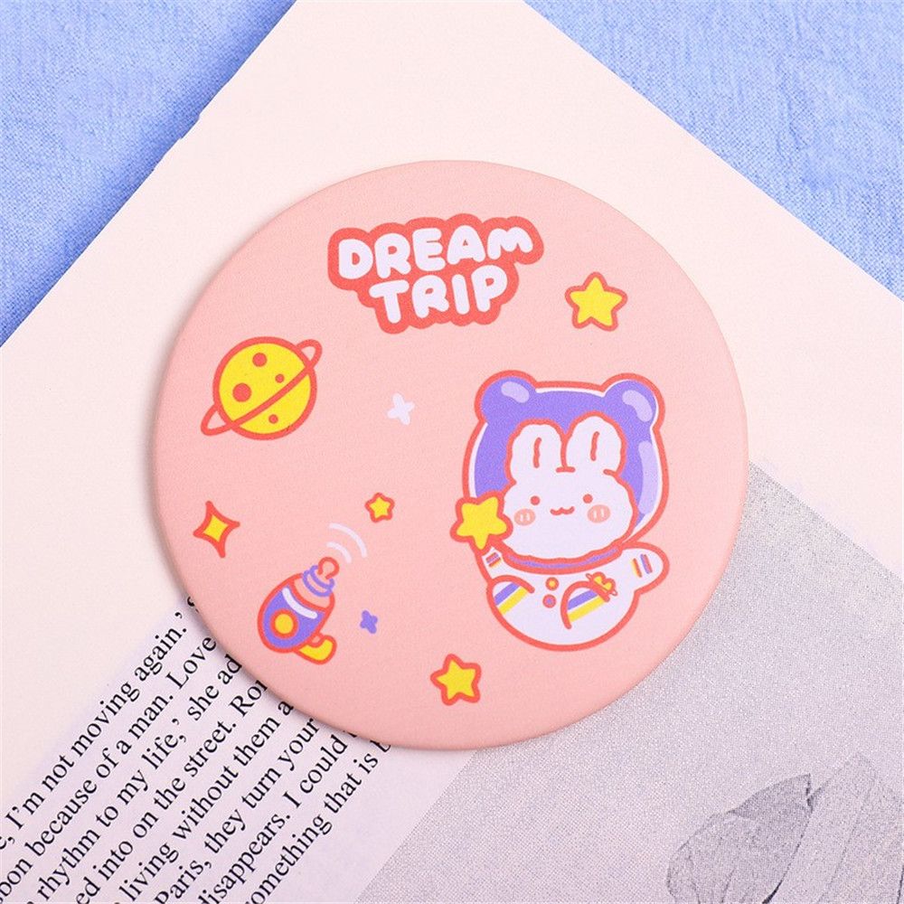 Mini espejo de dibujos animados, espejo redondo pequeño portátil, perfecto para niños y niñas, 1 unidad: pink rabbit