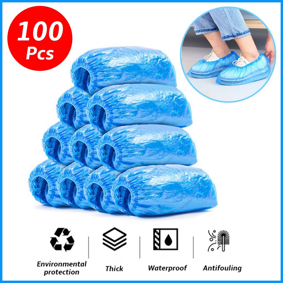 100Stck Einweg Kunststoff Dicken Regnerischen Schild Anti wasser Unterhose Sicherheit Schuh Abdeckung HäNutzer Boden Teppich Sauber Arbeit Schutz Stiefel schuhe