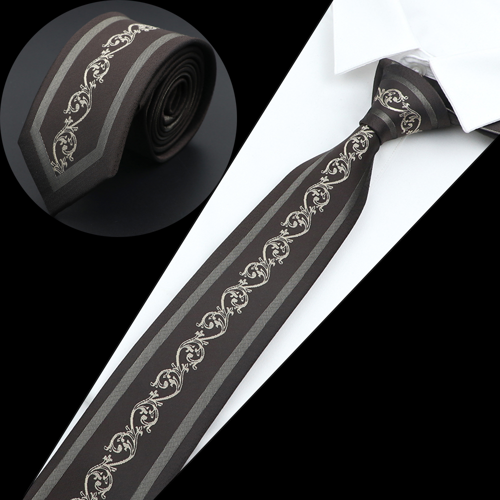 Nuova cravatta di lusso moda uomo cravatta in tessuto jacquard magro sottile 6 cm rosso marrone floreale cravatta festa banchetto camicia accessorio regalo