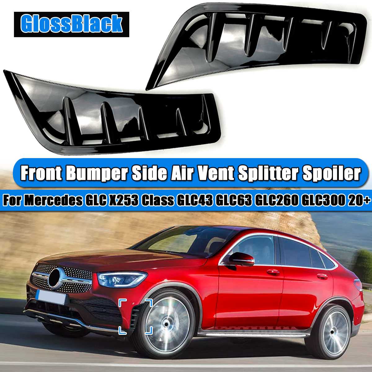 Auto Voorbumper Splitter Spoiler Side Decoratieve Covers Trim Strips Voor Mercedes Benz Glc Klasse GLC260 GLC300 Voor Amg