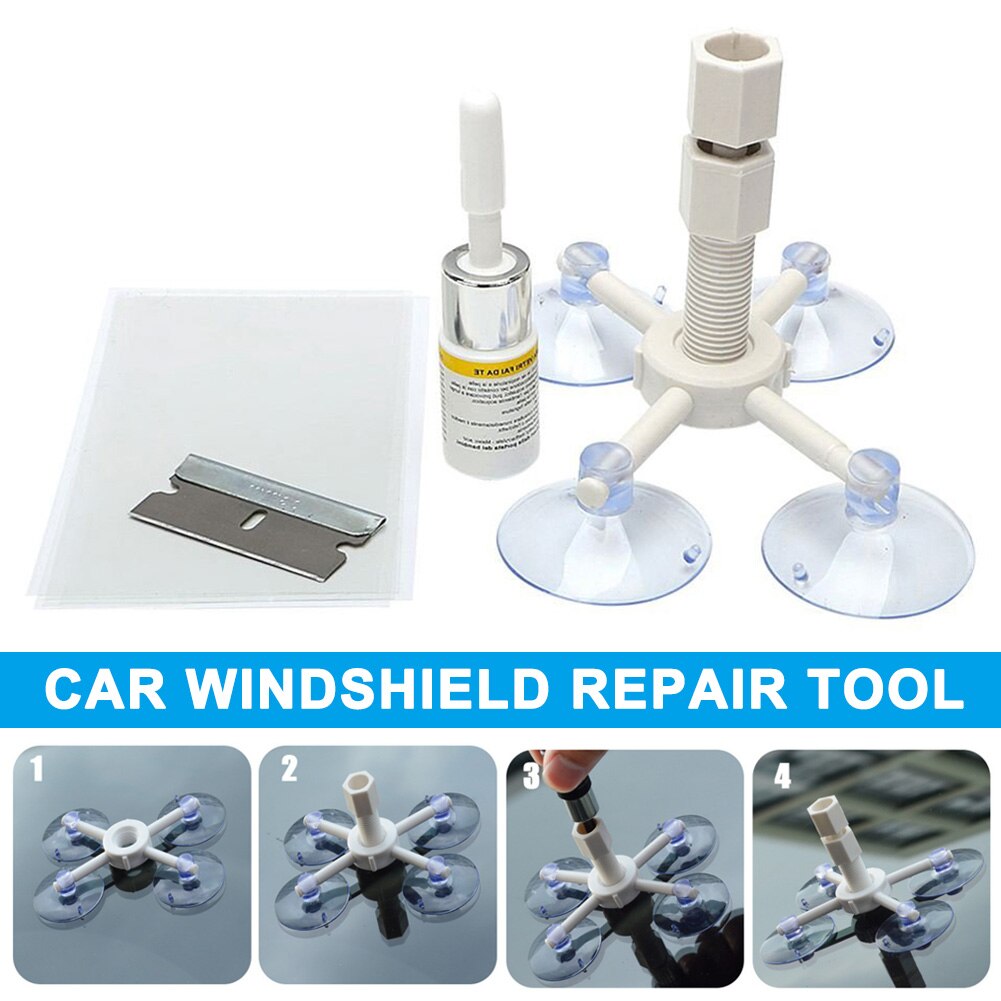 Windscreen Windshield Repair Kit Suction Cup Window Glass Crack Repairing for Car CSL88