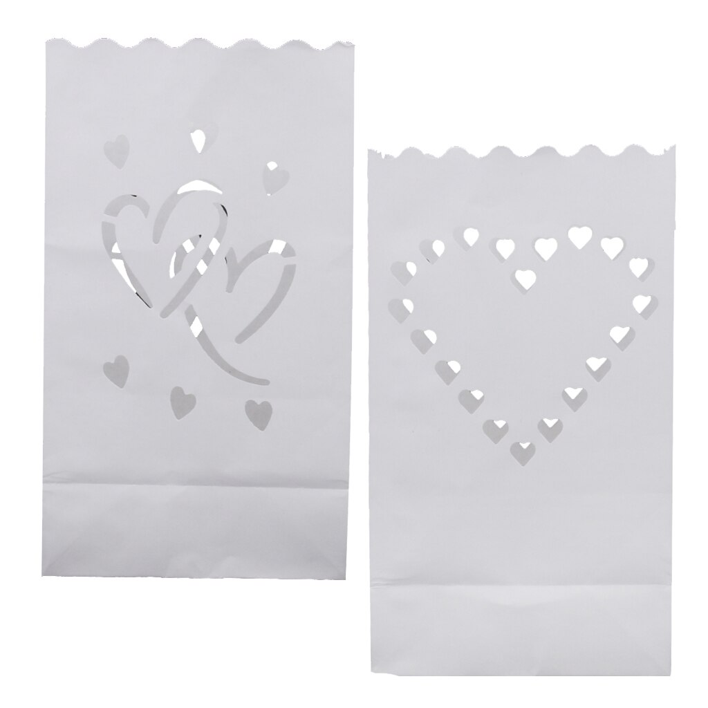 20 Pieces Heart Luminary Candle Lantern Bag Light Paper for Wedding Celebration