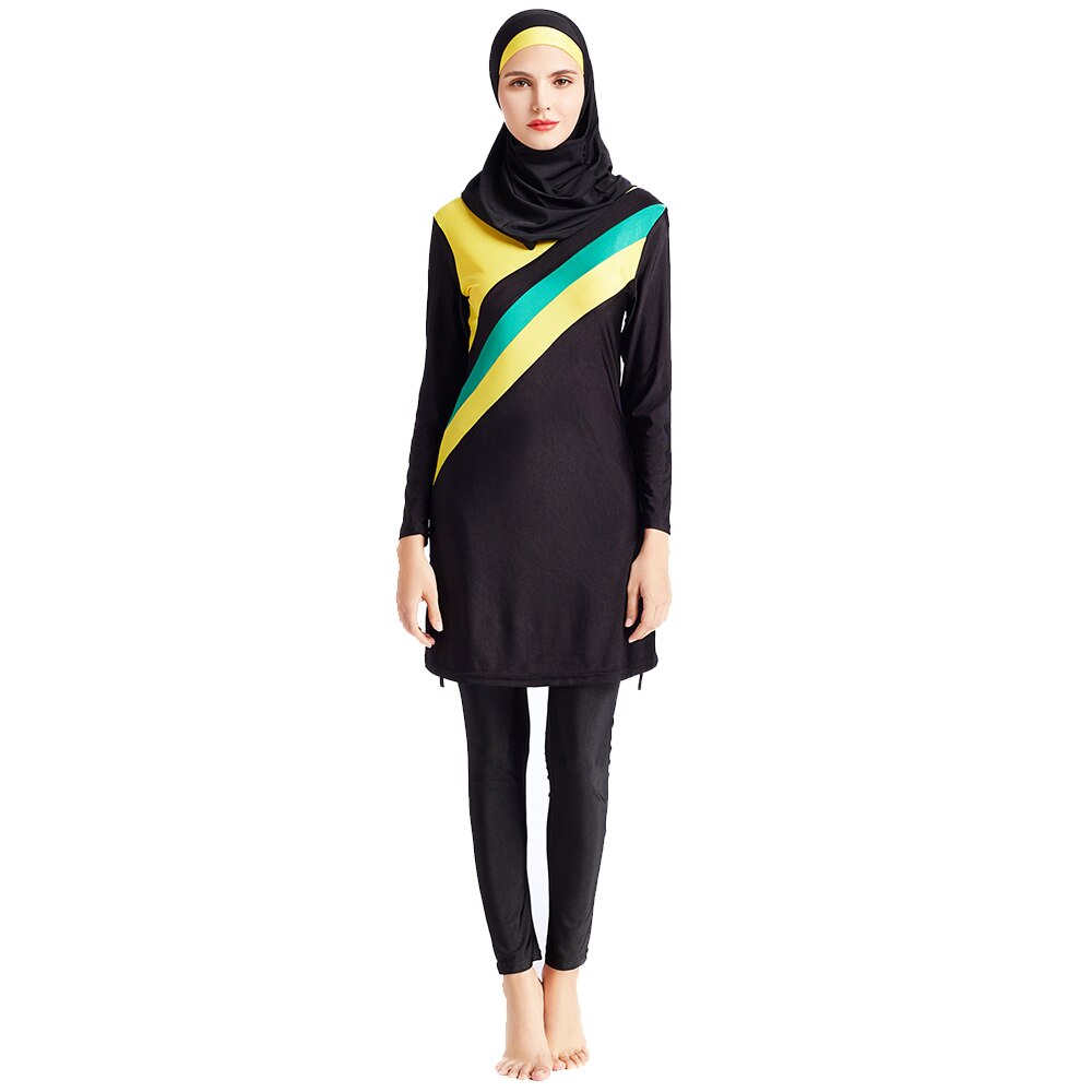 PEIFU 6XL Frauen Hijab Islamischen Schwimmen Tragen Plus Größe Damen Baden Schwimmen Anzug Islam Volle Abdeckung Kleidung Badeanzug: yellow / S