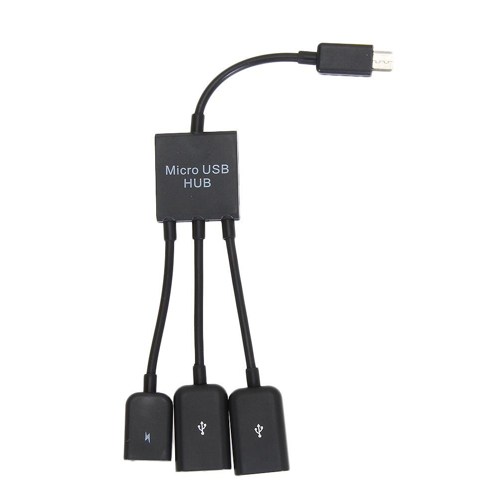 Voor samsung 3- in- 1 mannelijke naar vrouwelijke dubbele micro usb 2.0 host otg hub-adapterkabel voor toetsenbord, muis, kaartlezer, telefoon, tablet voor dell