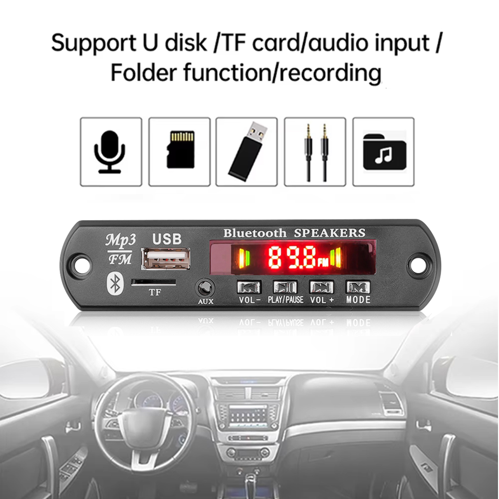 120W 50W Amplificatore Bluetooth 5.0 MP3 WAV Scheda di decodifica DC 12V Wireless Car USB Lettore MP3 Modulo Slot per scheda TF USB FM con telecomando