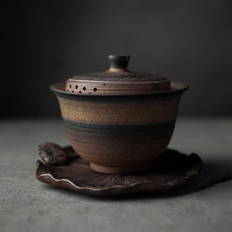 170ml japansk stil vintage groft keramik rust glasur gaiwan håndlavet keramisk kung fu te sæt tureen tekop te skål indretning: B