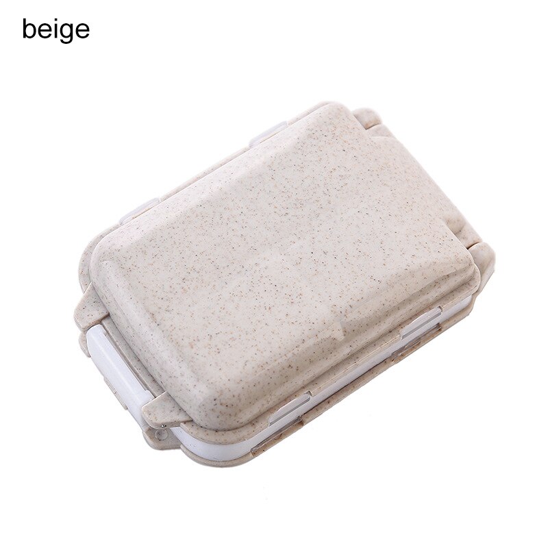 Caja pequeña de paja de , 10x6,5x3,5 cm, respetuoso con el medio ambiente, caja de remedio portátil de tres capas, 1 Uds.: beige