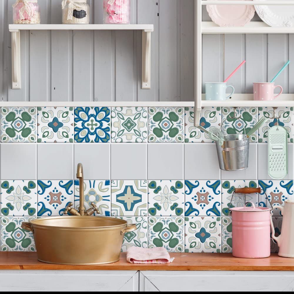 Embalaje 24 pegatinas de azulejos tamaño 15x15 cm-hecho en Italia PVC para baño y cocina de pegatinas-faro
