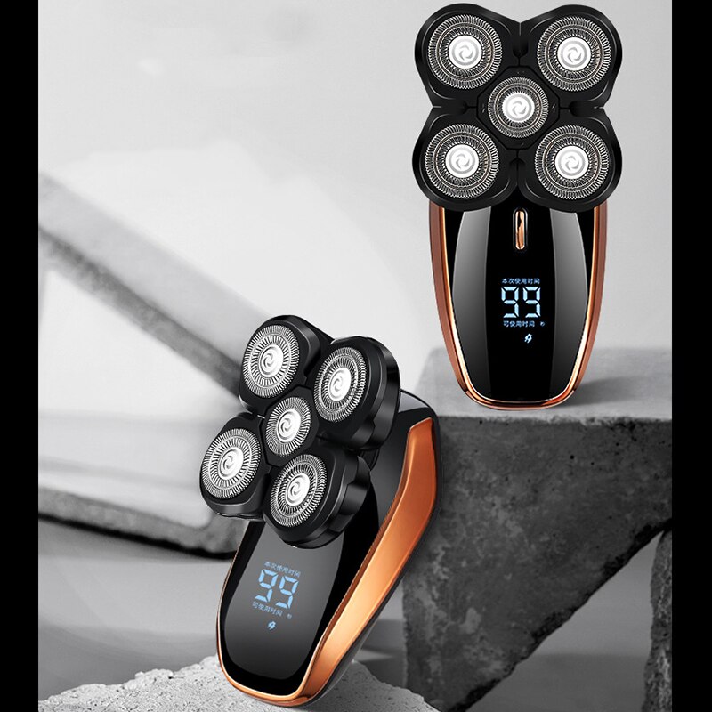 Rasoir électrique multifonction 5 en 1 pour hommes, Rechargeable, lavage à cinq lames, rasoir de tête, tondeuse à barbe, barbier