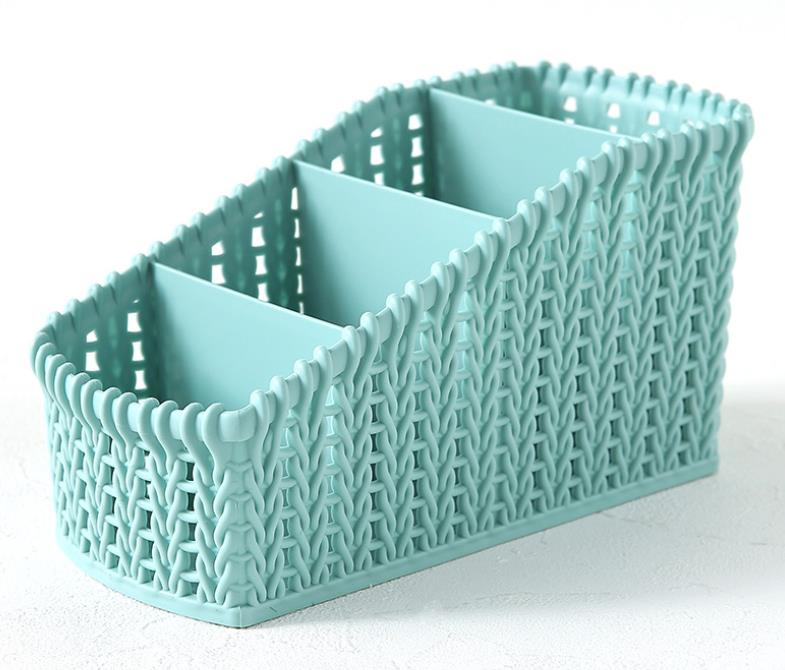 Home Makeup Organizer Basket Lipstick Stand Holder Cosmetic Storage Container Plastic Make up Box Desktop Bathroom Organizador: Light Green