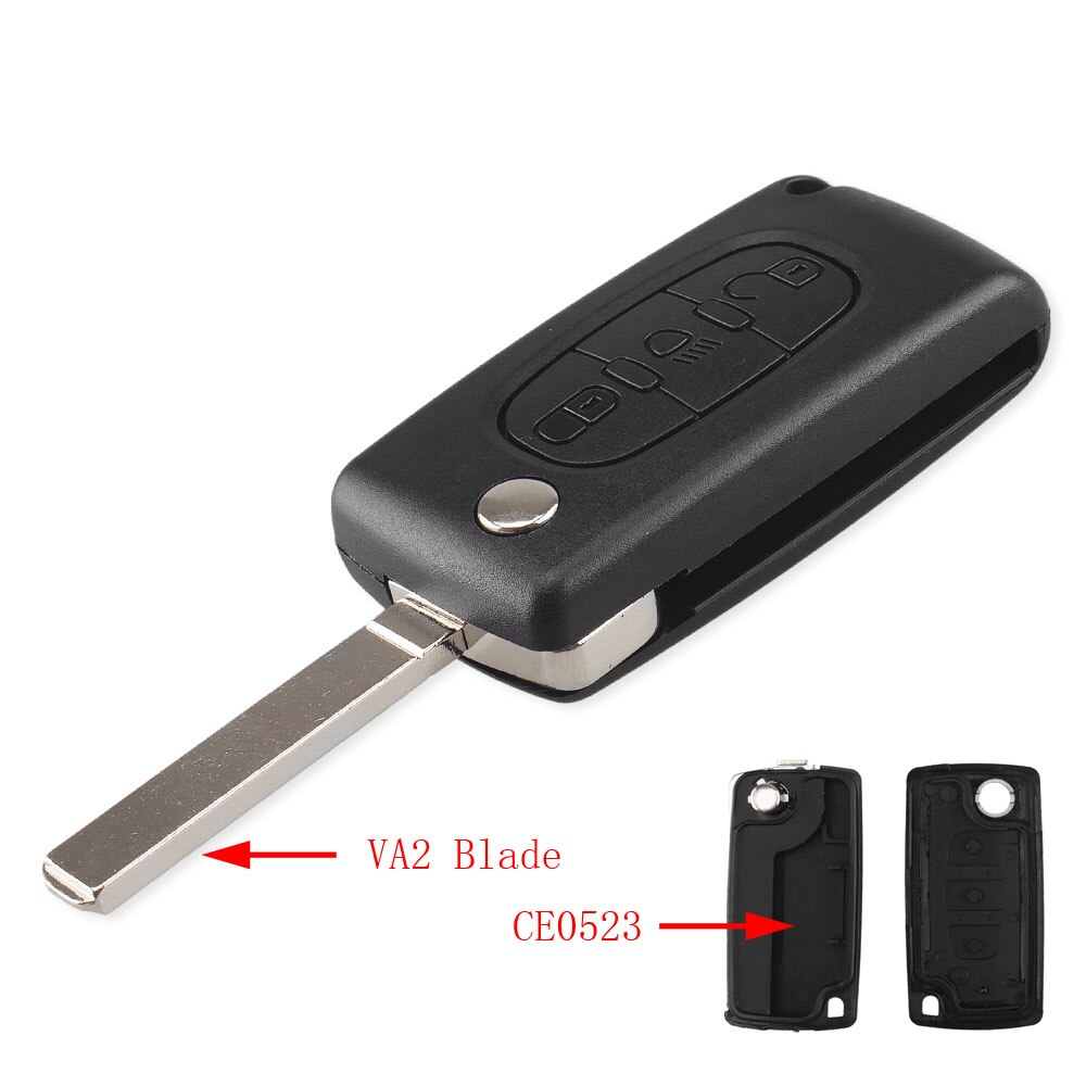KEYYOU Key Case For Citroen C2 C3 C4 C5 C6 C8 XSARA 3 Buttons Flip Folding Remote Fob Car Key Shell Cover VA2/HU83 Blade: 3 Buttons