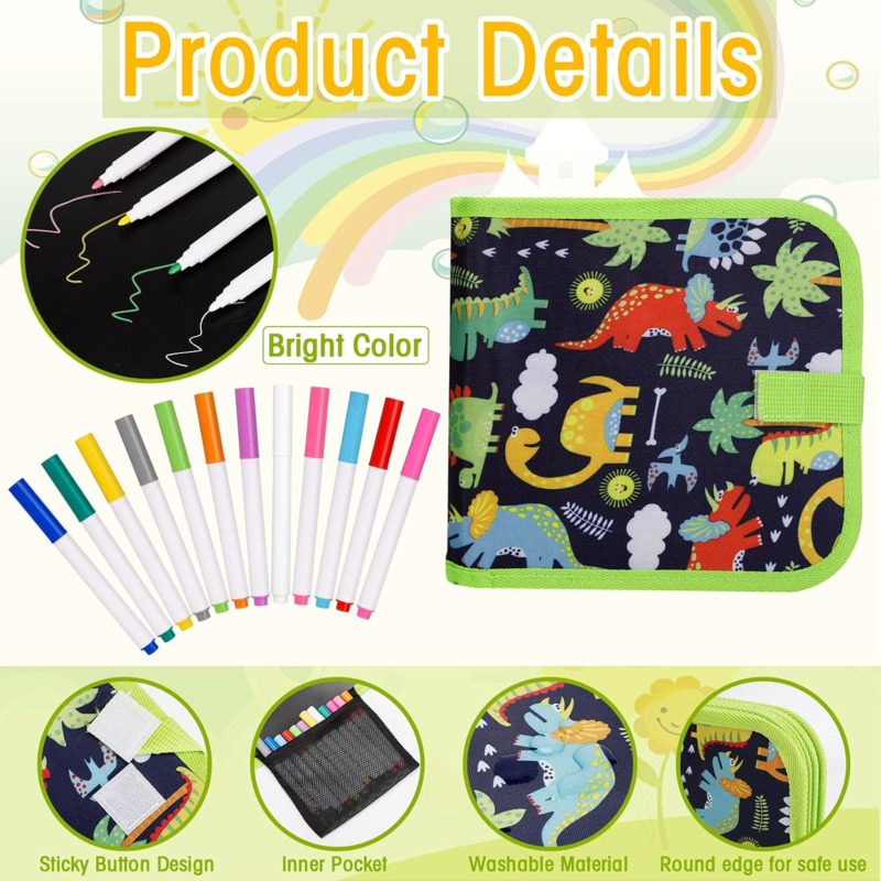 Libro de garabatos borrable, pizarra mágica reutilizable con bolígrafos, pintura para chico, juguete educativo Montessori, Kit para colorear de viaje DIY