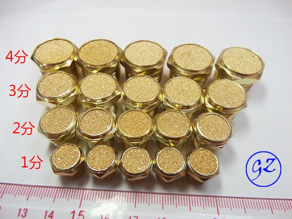 1PCS Pneumatic solenoid valve copper muffler PSV-01,Thread 1/8" BSPT flat head copper muffler exhaust vent