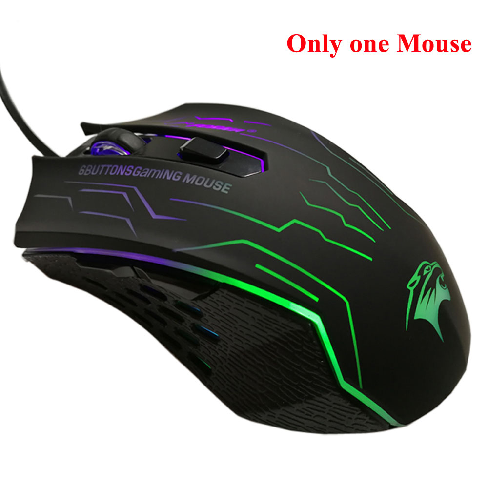 FORKA Silent Click USB Wired Gaming Mouse 6 Buttons 3200DPI Mute Optical Computer Mouse Gamer Mice for PC Laptop Notebook Game: Only 1 mouse