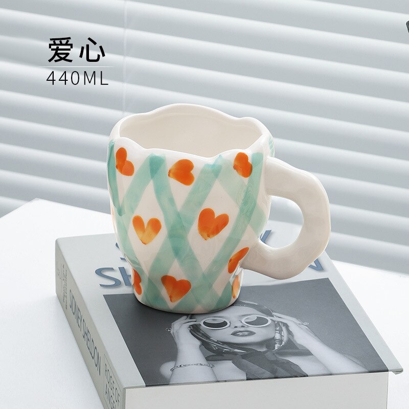 Japanese Hand Painted The Blue Sky and White Clouds Coffee Cup With Saucer Ceramic Handmade Tea Cup Saucer Set Cute For Her: MULTI