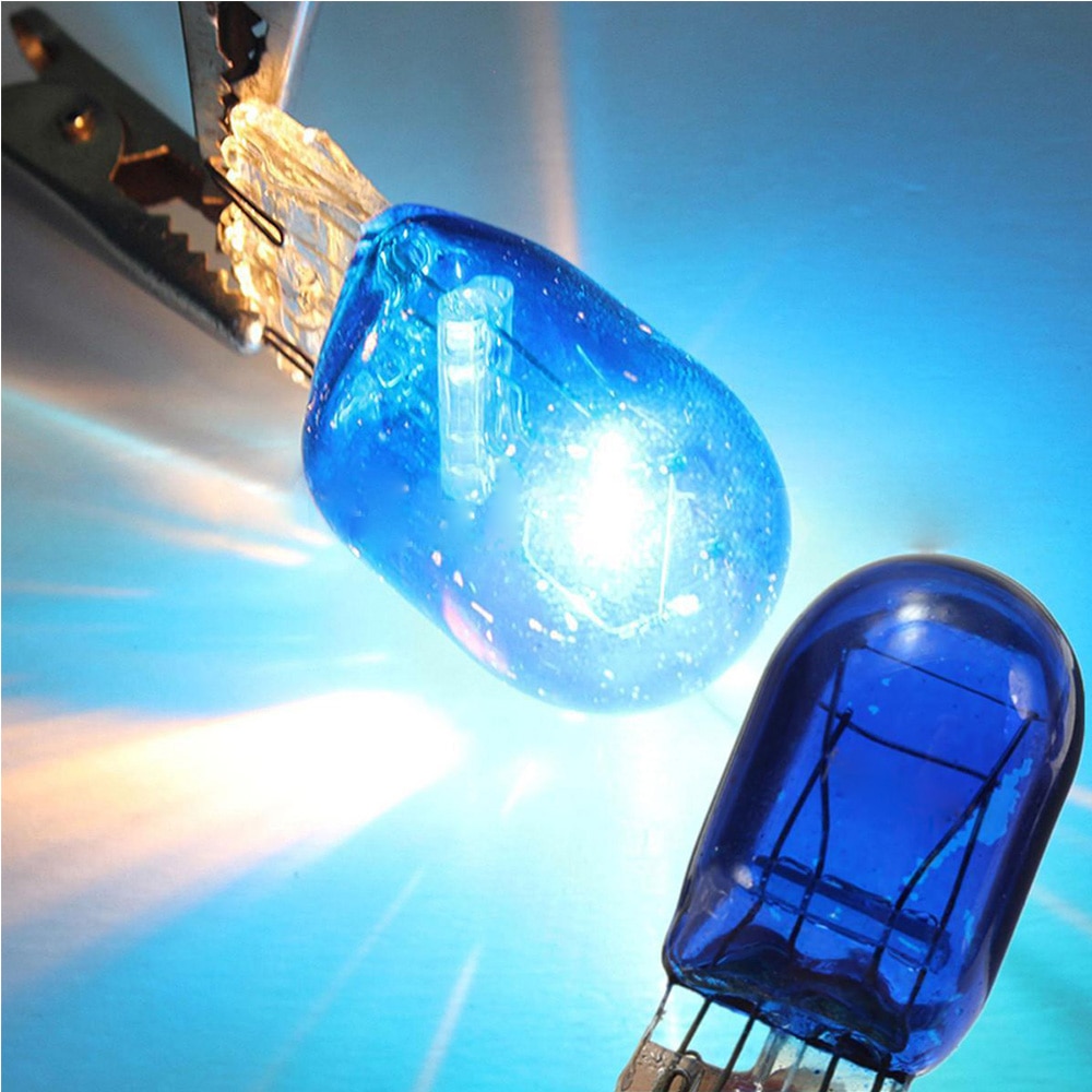 2 uds./W21/5W T20 7443 580 xenón blanco 5000k azul halógeno 5W, bombilla de luz delantera de coche, 12V, estilismo para coche, fuente de luz para estacionamiento