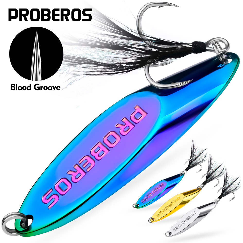 Cebo de lentejuelas de Metal de 3 piezas con ganchos reforzados y lentejuelas biseladas-cuchara larga para cebo de natación Artificial y acción oscilante