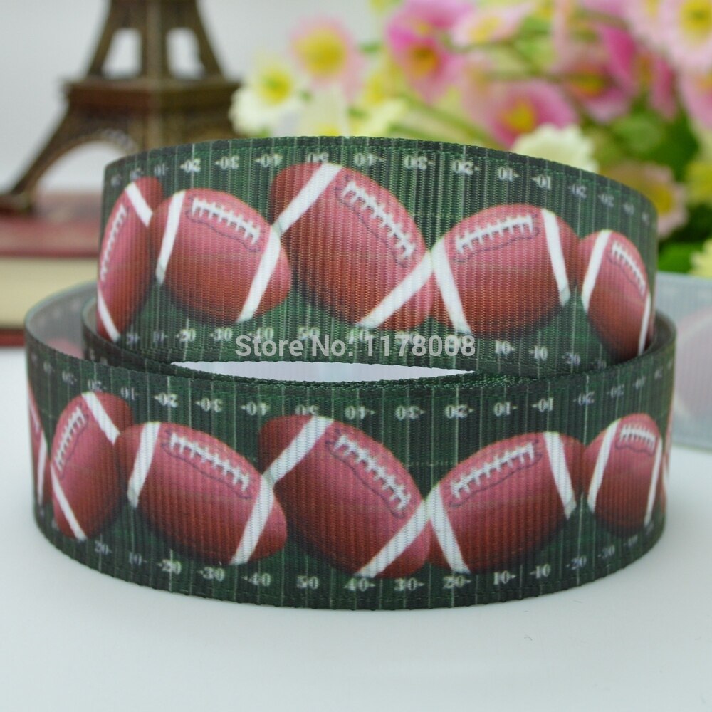 7/8 " 22mm fodboldtrykt grosgrain bånd hårbue diy håndlavet oem 50yd