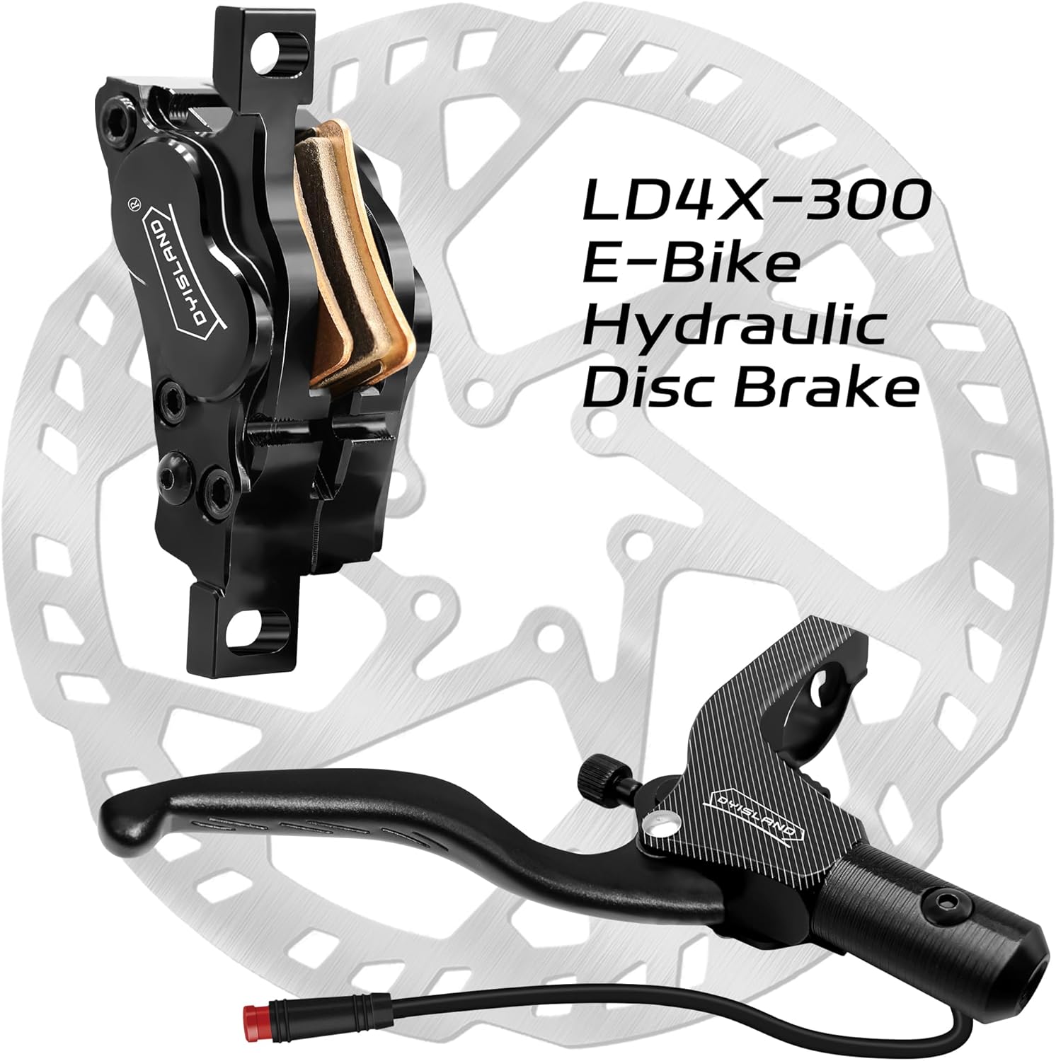 DYISLAND 4-Kolben-E-Bike, hydraulische Scheibenbremse, rechts hinten, Einzelsatz oder links vorne, Einzelsatz mit 180 mm 2,3 mm Rotor