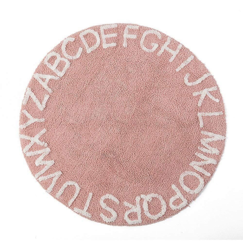 Abc alfabetet barn krypande lekmatta - supermjuka stickande pedagogiska tvättbara mattor runt 120cm diameter