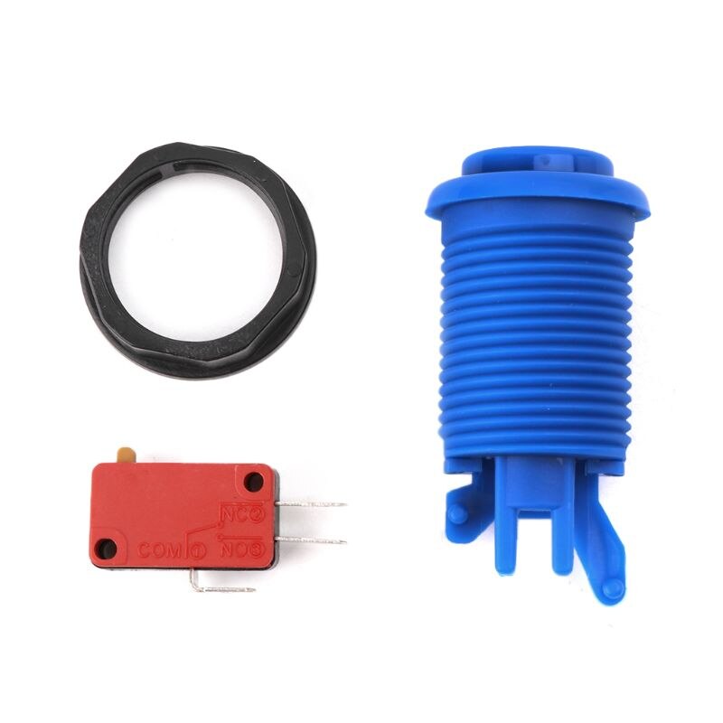 28mm Round Arcade Push Button American Style Three Foot Micro Switch for MAME Jamma: blue
