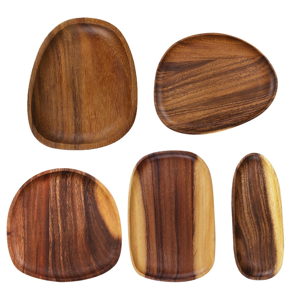 Hout Acacia Hout Servies Onregelmatige Ovale Massief Houten Fruitschaal Fruitschaal Schotel Thee Dienblad Dessert Diner Plaat Bestek