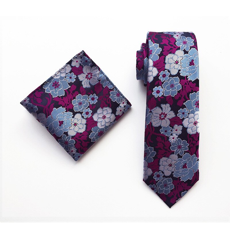 Floral Mens Tie Set Silver White Purple Red Pink Blue Orange Jacquard Silk Tie Pocket Square 8cm Classic Ties for Men Corbatas
