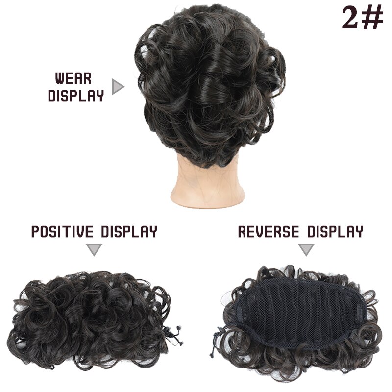 Ailiade rörigt hår bulle lockigt chignon syntetiskt hårstycke för kvinnor hår elastiskt gummiband 2 kamklämma i uppsatt hårförlängning: 2