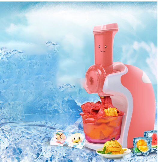 Healthy Fruit Ice Cream Machine Easy Use Safe Children's Portable Dessert Maker Yummy Sorbet: Pink