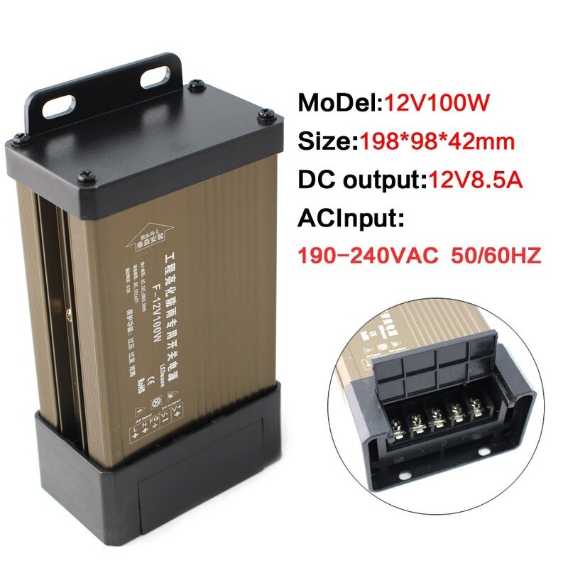 Ac dc transformatorer 220v to 12v 24v strömförsörjning matningstransformatorer 220v to 12v 24v strömförsörjning 12 24 v utomhus regntät