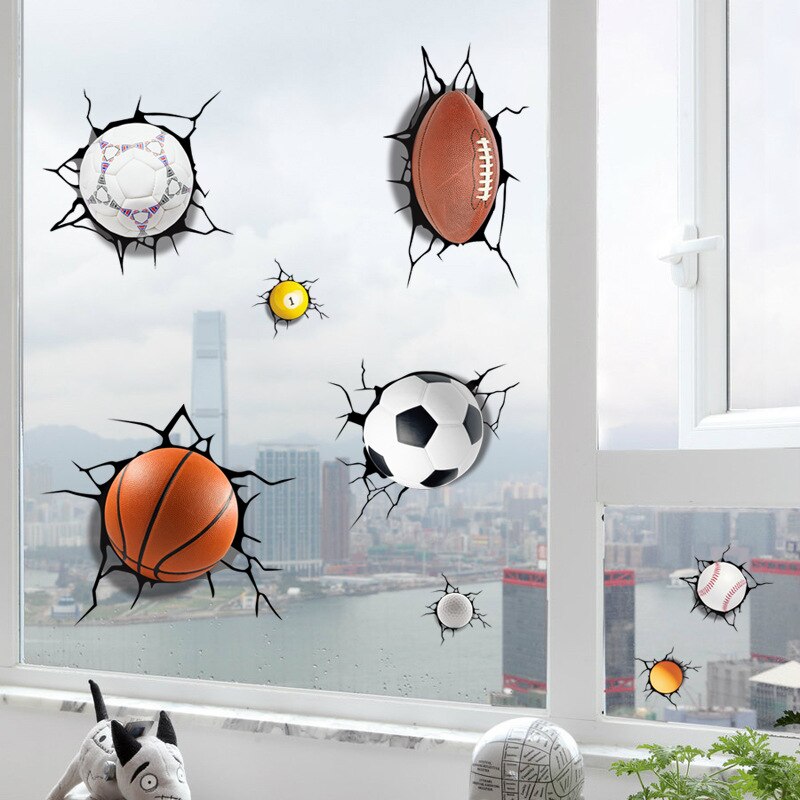 3D Cartoon Basketbal Diy Realistische Muursticker Muursticker Venster Sticker Versieren Kinderkamer Slaapkamer Muur