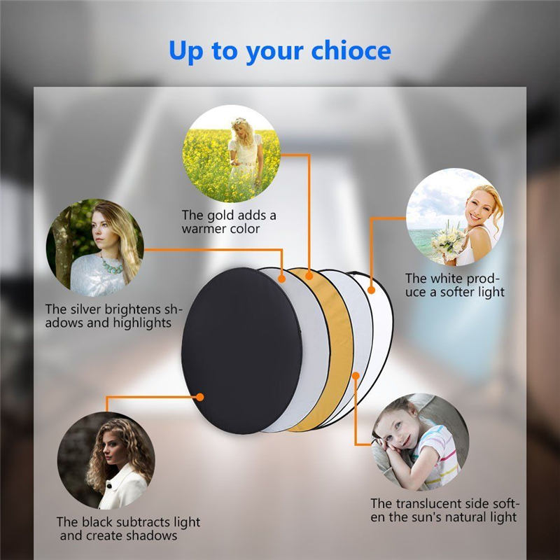 WRUMAVA 60x90 cm (24"x36") 5-in-1 Foldable Oval Studio Photo Collapsible Multi-Disc Light Photographic Lighting Reflector