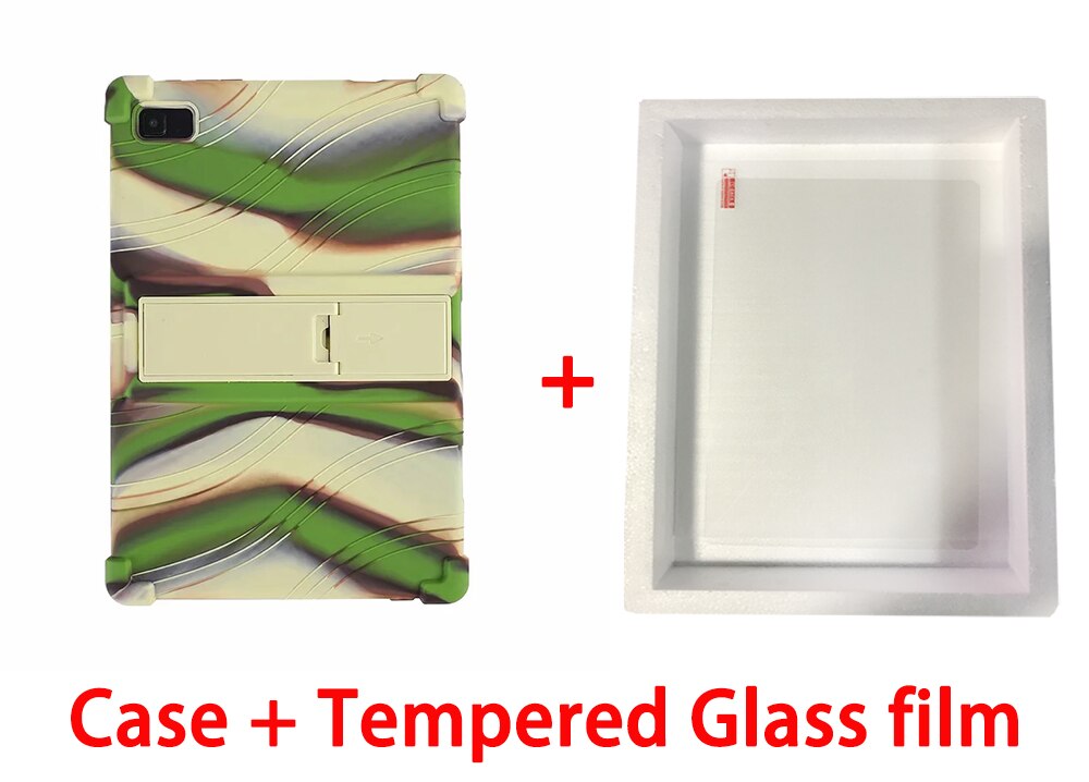 Silicone Cover Case for Teclast P20hd Stand Thickened Stand Soft Cover for Teclast P20 HD M40 Tablet PC: color2-Tempered film