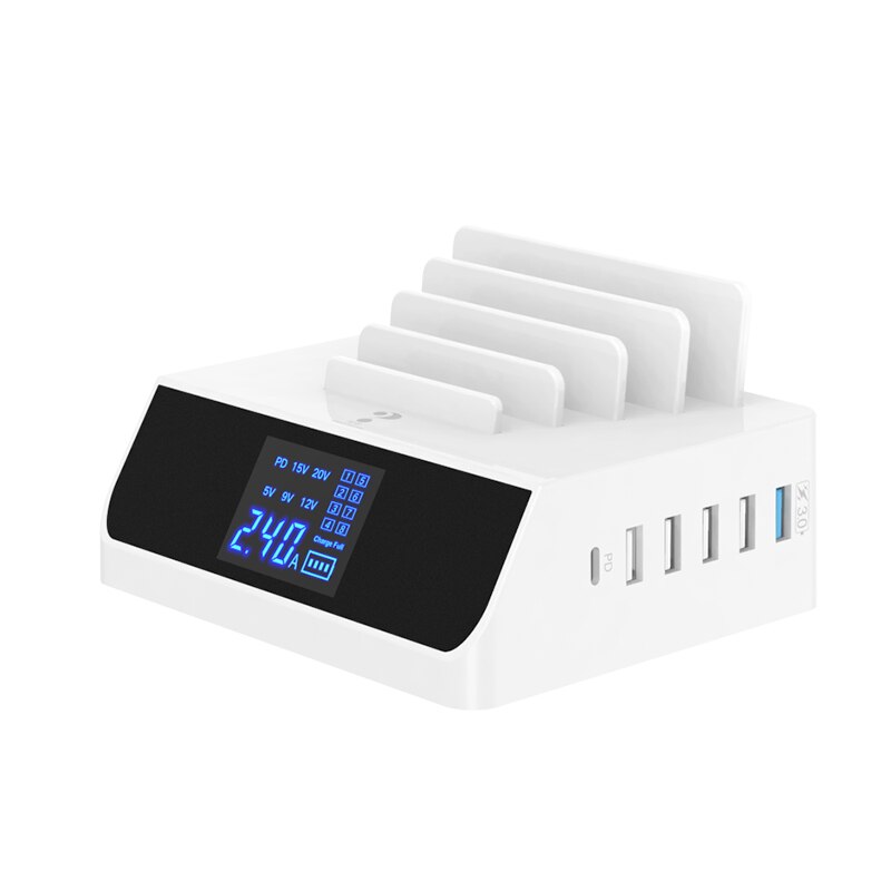 Cargador de pared PD 100W GaN 5 USB tipo C pantalla led carga rápida 4,0 para MacBook Air iPad iPhone 11 Pro Samsung Huawei ASUS: EU Plug / 110W