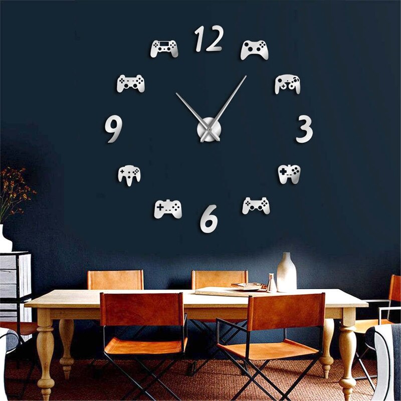 ! Video Game Controllers DIY Large Wall Watch Game Decor Modern Freamless Giant Wall Clock Game Boys E-Sports Wa